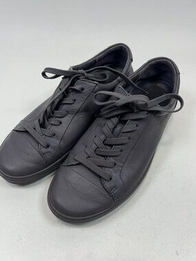 ECCO Soft 7 Monochromatic 2.0 Sneakers in Gravity Gray Lace Up Leather sz 40